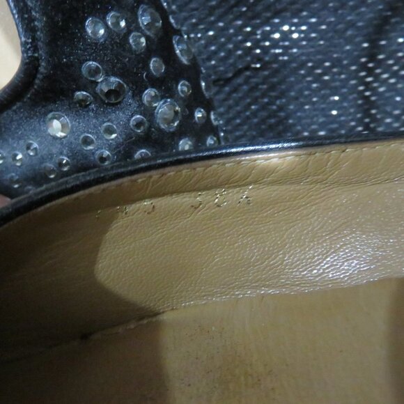 VALENTINO GARAVANI Black Rhinestone Embellished Ballet Flats driving loafers - Picture 12 of 14